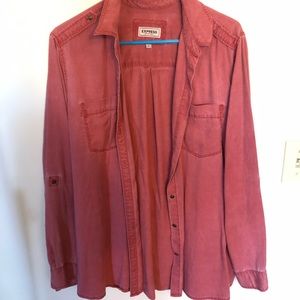 express button up red shirt